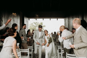 bride and groom exiting their ceremony